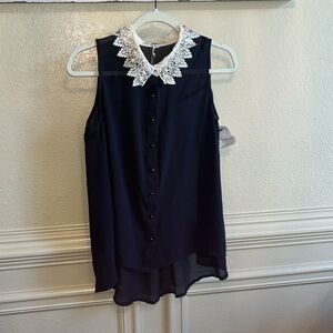 Ya Los Angeles | Black Blouse with Statement Collar | Size L